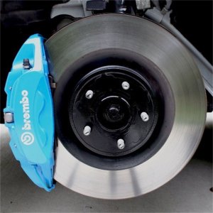 Ford Focus Brake Kit - Front - Ford Racing - 15 in. Brembo Rotors, 4-Piston Brembo Calipers - Gloss Black, RS Blue - `13-`18